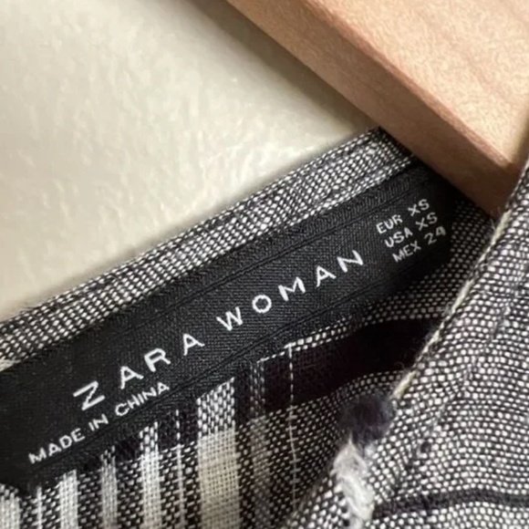 Zara 100% Linen Plaid Sleeveless Maxi - Picture 5 of 5